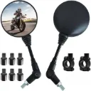 Klappbare runde Motorrad-Rückspiegel M8/M10 Set (Lenkerklemme)
